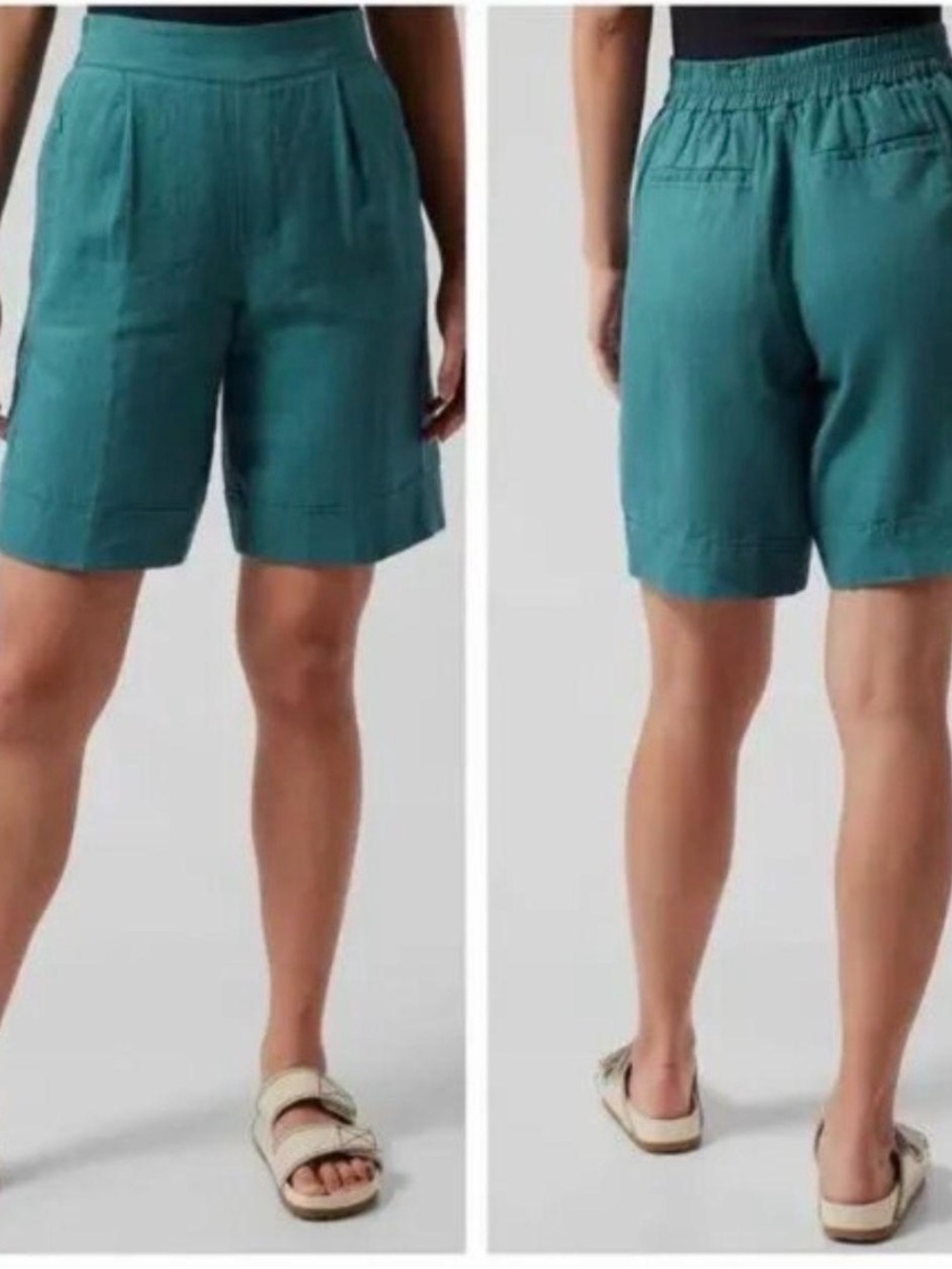 Athleta Playa Linen Bermuda Short borealis Green NWT Size 12
